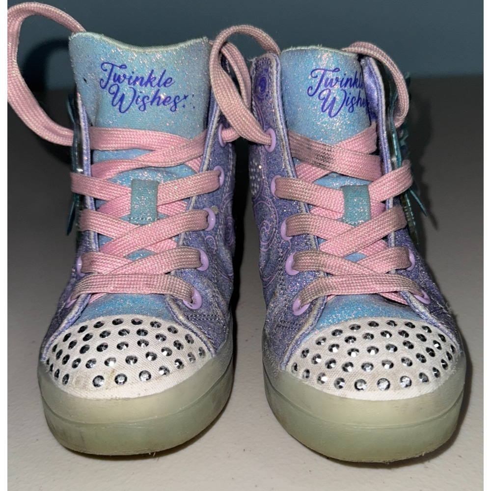 Twinkle Toes Skechers Girls 11C Sneakers Light Up Fairy Wings‎ High Top Causal